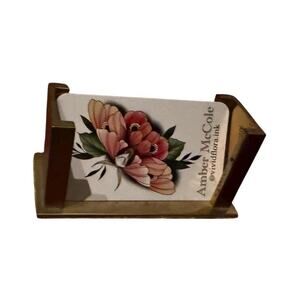 Vintage Brass Business Card Holder Mid Century Modern Desk Accessory Taiwan